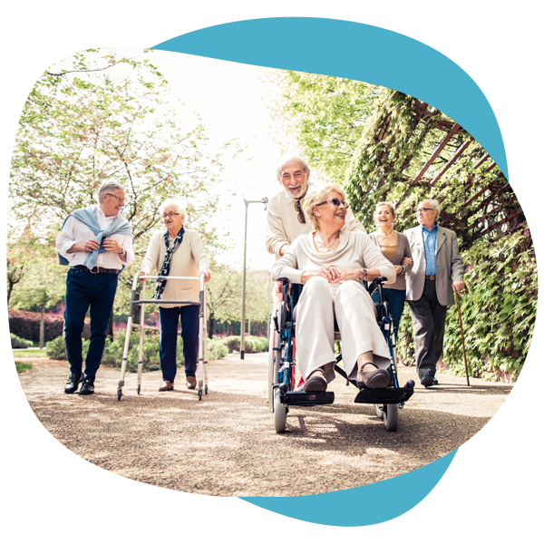 Personalized Disability Resources-Mature adults walking down a paved path
